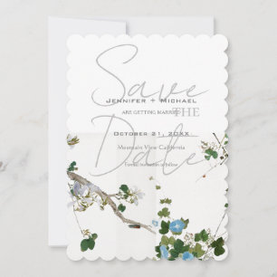 Huwelijk Minimalistische kalligrafie Floral Save The Date