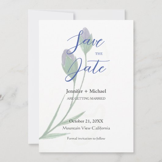 Huwelijk Minimalistische kalligrafie Floral Save The Date (Voorkant)
