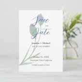 Huwelijk Minimalistische kalligrafie Floral Save The Date (Staand voorkant)