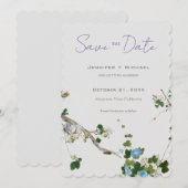 Huwelijk Minimalistische kalligrafie Floral Save The Date (Voorkant / Achterkant)