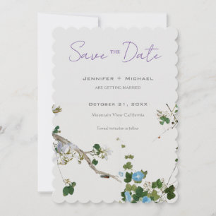 Huwelijk Minimalistische kalligrafie Floral Save The Date
