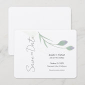 Huwelijk Minimalistische kalligrafie Floral Save The Date (Voorkant / Achterkant)