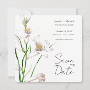 Huwelijk Minimalistische kalligrafie Floral Save The Date