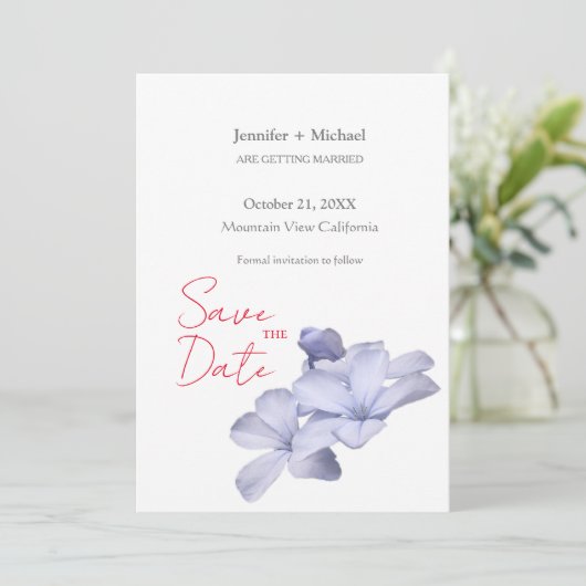 Huwelijk Minimalistische kalligrafie Floral Save The Date (Staand voorkant)