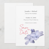 Huwelijk Minimalistische kalligrafie Floral Save The Date (Voorkant / Achterkant)