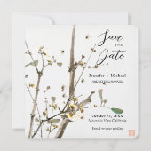 Huwelijk Minimalistische kalligrafie Floral Save The Date (Voorkant)