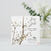 Huwelijk Minimalistische kalligrafie Floral Save The Date (Staand voorkant)