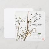 Huwelijk Minimalistische kalligrafie Floral Save The Date (Voorkant / Achterkant)