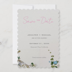 Huwelijk Minimalistische kalligrafie Floral Save The Date