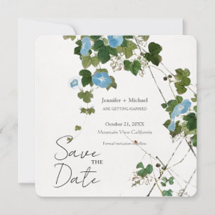 Huwelijk Minimalistische kalligrafie Floral Save The Date