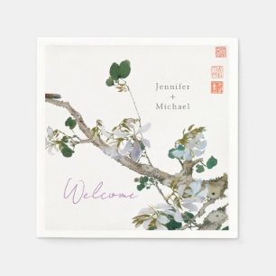 Huwelijk Minimalistische kalligrafie Floral Servet