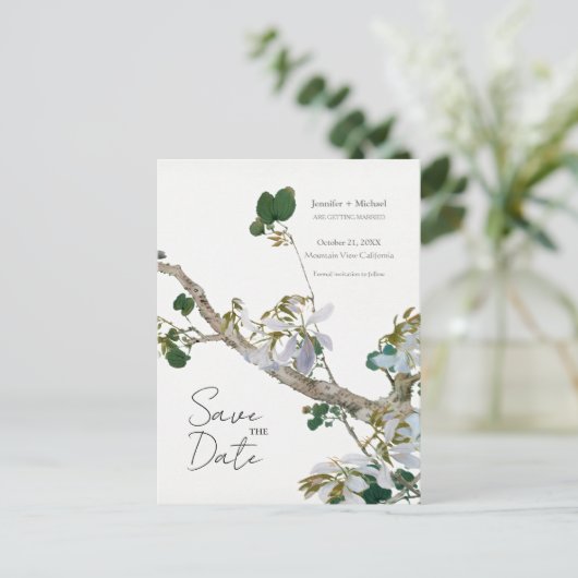 Huwelijk Minimalistische kalligrafie Floral Uitnodiging Briefkaart (Staand voorkant)