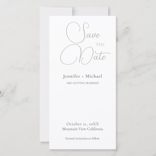 Huwelijk minimalistische kalligrafie save the date (Voorkant)