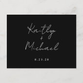 Huwelijk Modern Handschrift Zwart Details QR Code Informatiekaartje (Achterkant)