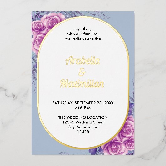 Huwelijk Modern Neutraal Bloemen Rustiek Elegant Folie Uitnodiging (Voorkant)