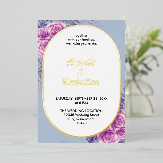 Huwelijk Modern Neutraal Bloemen Rustiek Elegant Folie Uitnodiging (Staand Voorkant)