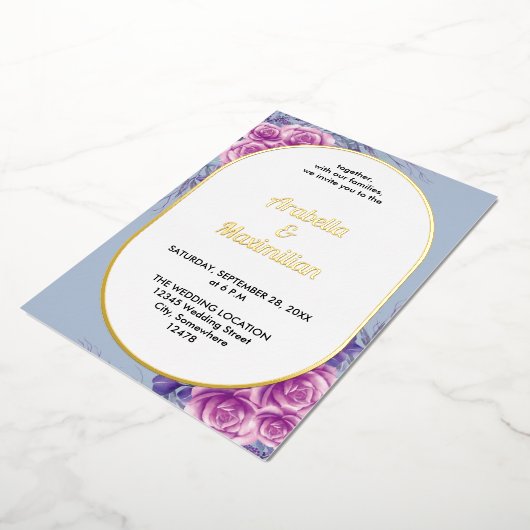 Huwelijk Modern Neutraal Bloemen Rustiek Elegant Folie Uitnodiging (Gedraaid)