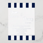 Huwelijk Modern Zwart & Wit Stripe met Folie Uitnodiging (Voorkant)