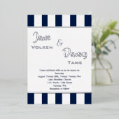 Huwelijk Modern Zwart & Wit Stripe met Folie Uitnodiging (Staand Voorkant)