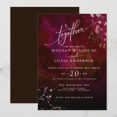 Huwelijk | Moderne donkere robijnrode edelsteen Ja (Voorkant / Achterkant)