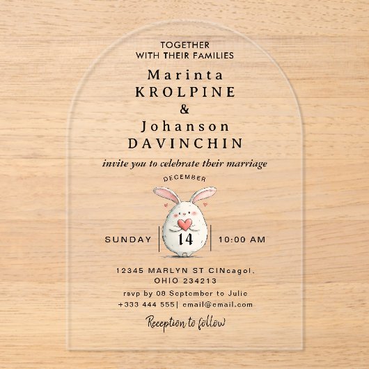 Huwelijk Moderne kalligrafie Acryl Uitnodigingen (Voorkant)