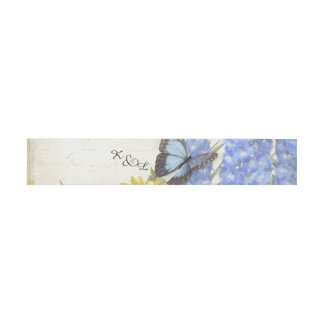 Huwelijk Monogrammed Blue Butterfly Garden Uitnodigingen Wikkel