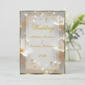 Huwelijk Mooie Goud Wit Moderne Viering Kaart (Staand voorkant)