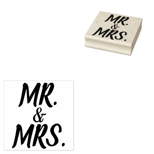 HUWELIJK MR EN MRS SCRIPT RUBBER STEMPEL (Gestempeld)