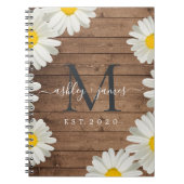 Huwelijk Mr. Mrs. Monogram Daisies Bloemen Rustiek Notitieboek (Voorkant)