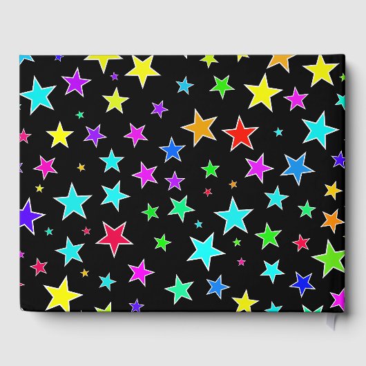 Huwelijk - Namen - Leuke, kleurrijke sterren patro Gastenboek (Achterkant)