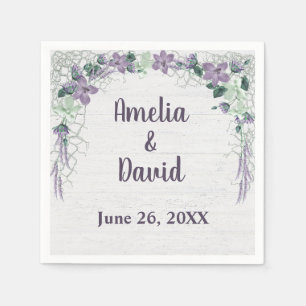 Huwelijk nautisch net op witgekalkt hout servet