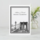 Huwelijk NYC Silhouette Brooklyn Bridge #2 Kaart (Staand voorkant)