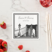 Huwelijk NYC Silhouette Brooklyn Bridge #2 Servetten (Insitu)