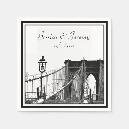 Huwelijk NYC Silhouette Brooklyn Bridge #2 Servetten (Voorkant)