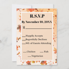 Huwelijk of Bruiloft RSVP in herfstthema Kaart