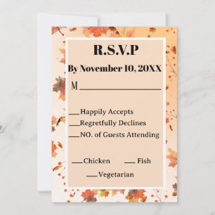 Huwelijk of Bruiloft RSVP in herfstthema Kaart