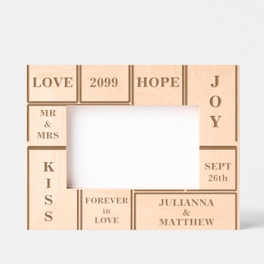 Huwelijk of Jubileum aangepaste tekst 6x4 Gegraveerde Lijstjes (Voorkant)