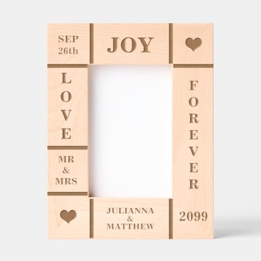 Huwelijk of Jubileum aangepaste tekst Vert 4x6 Gegraveerde Lijstjes (Voorkant)