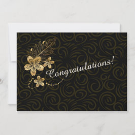 Huwelijk of Jubileum Gefeliciteerd Gold Flower Notitiekaartje