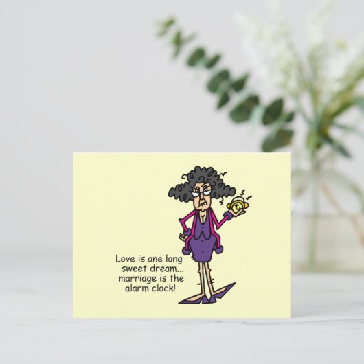 Huwelijk onbeleefd ontwaken briefkaart (Staand voorkant)