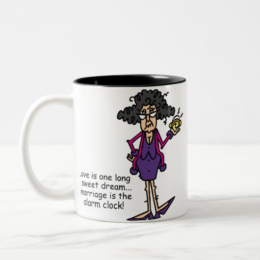 Huwelijk onbeleefd ontwaken tweekleurige koffiemok (Links)