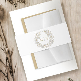 Huwelijk oogst monogram goudbruin uitnodigingen wikkel