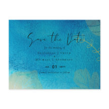 Huwelijk op een budget Oceanblauw aquarel save-the