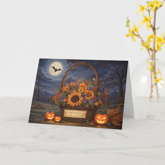 Huwelijk op Halloween Huwelijk Schattige Basket Fl Kaart (Gele Bloem)