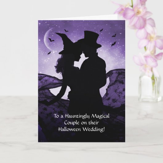 Huwelijk op Halloween Love Romance met Witchy Kaart (Orchidee)