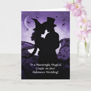 Huwelijk op Halloween Love Romance met Witchy Kaart