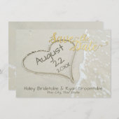 Huwelijk op het Strand met Hart in het Zand Save The Date (Voorkant / Achterkant)