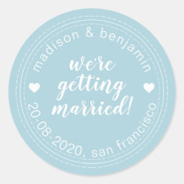 Huwelijk Opslag Datum Blauw Ronde Sticker