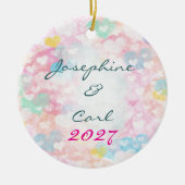 Huwelijk Ornament Gelaagde Waterverf Harten (Voorkant)