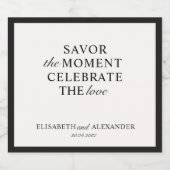 Huwelijk Oud Geld, Off-White, Donker lijst Sparkling Wijnetiket (Enkel label)